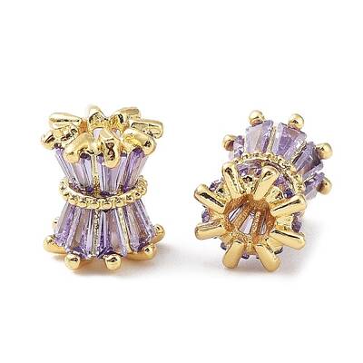 Brass Micro Pave Cubic Zirconia Beads