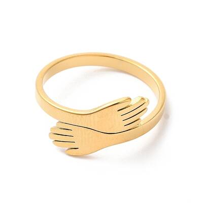 Ion Plating(IP) 304 Stainless Steel Hand Hug Cuff Ring for Women