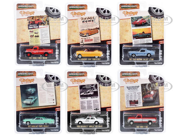 Vintage Ad Cars Set of 6 pieces Series 9  1/64 Diecast Model Cars by Greenlight