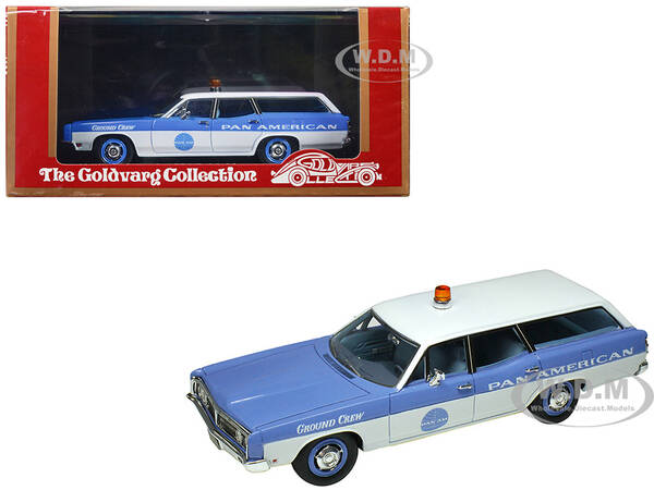 1970 Ford Galaxie Station Wagon Blue and White with Blue Interior Pan-American Airlines Ground Crew Limited Edition to 180 ...