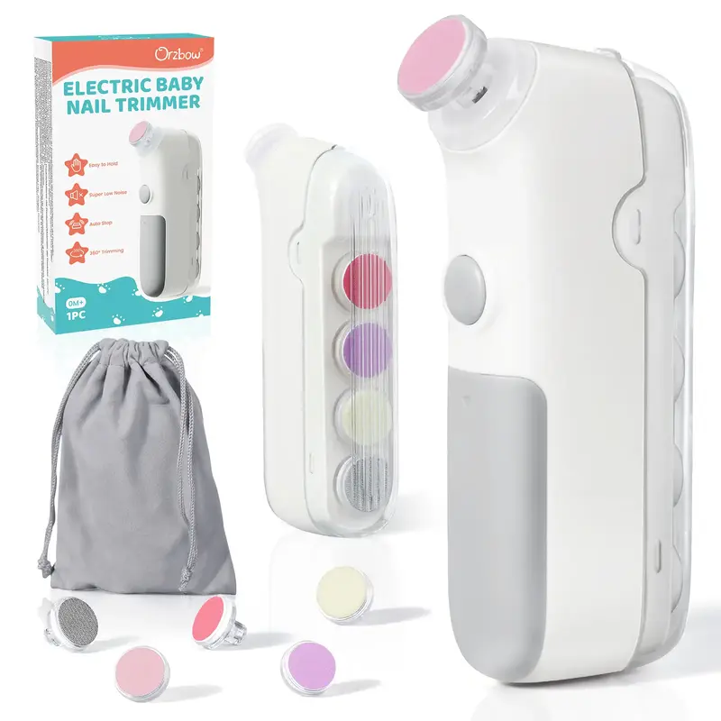 Baby Nail File Electric, 5 in 1 Universal Baby Nail Trimmer with LED Light, Automatic Safety Baby Nail Clippers for Infants N...