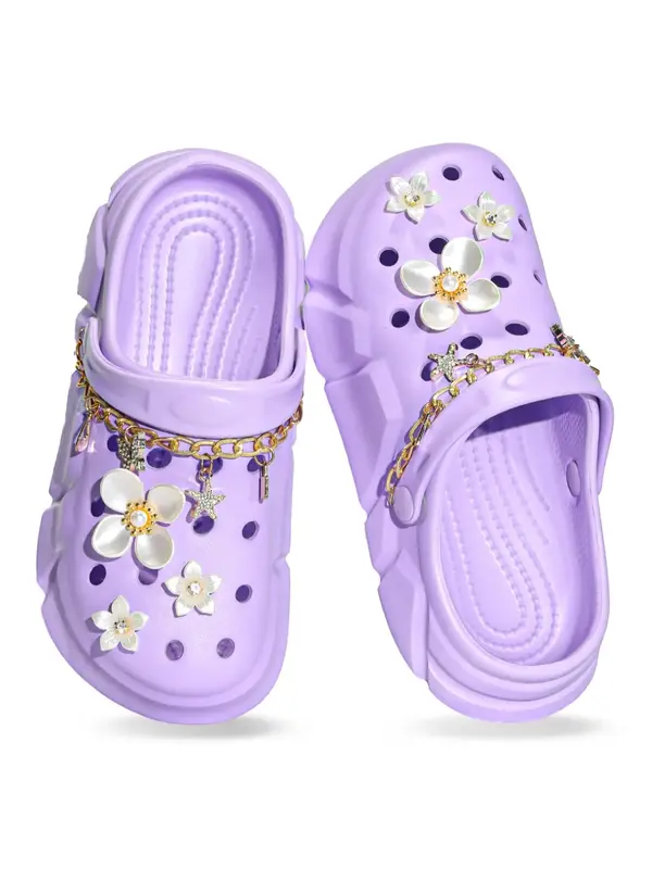 Women's Lightweight Purple Eva Clogs for Summer, Non-slip Thick Sole, Breathable Open-toe Beach Sandals In, Durable and Styli...