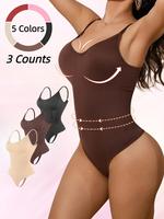 Women's Solid Color Seamless Shapewear Bodysuit, Breathable Tummy Control Butt Lifting Shaper, Women's Shapewear for Daily We...