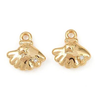 Ocean Theme Brass Micro Pave Cubic Zirconia Charms