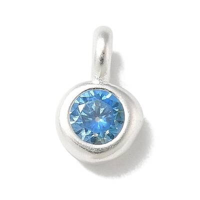 925 Sterling Sliver Cubic Zirconia Flat Round Charms
