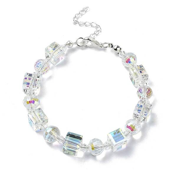 Cube & Round Glass Beaded Bracelets