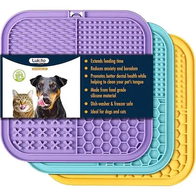 2 Pack Lick Mat for Dogs & Cats with Suction Cups - Anxiety Relief & Boredom Buster, Perfect for Bathing and Grooming