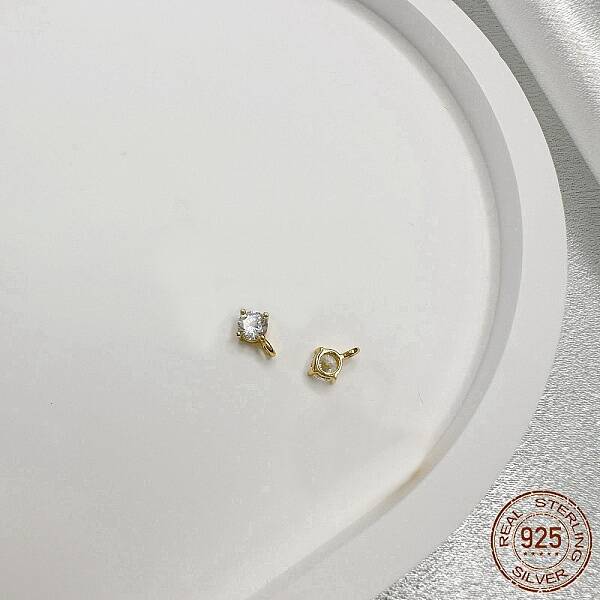 925 Sterling Silver Micro Pave Clear Cubic Zirconia Charms