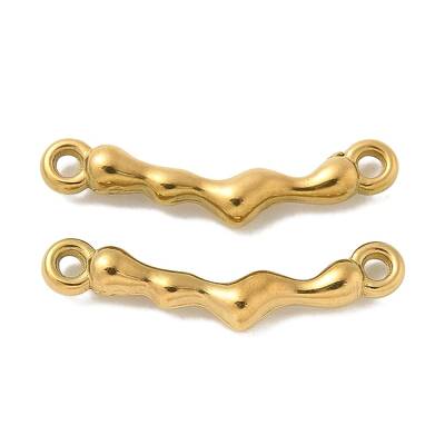 304 Stainless Steel Curved Textured Stick Connector Charms