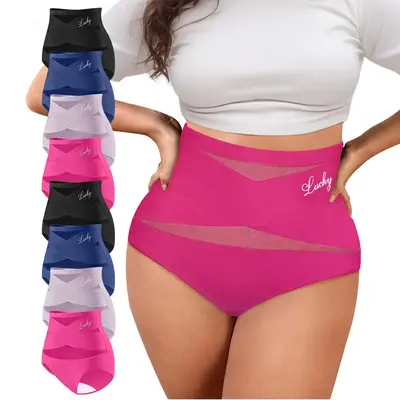 MORELECT High Waisted Letter Print Underwear,4/6/8 Pcs Cross Support Panties for Women,Breathable Underwear for Women, All Se...