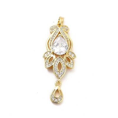 Brass Micro Pave Clear Cubic Zirconia Pendants
