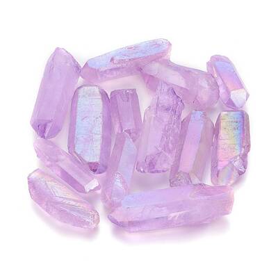 Electroplate Natural Quartz Crystal Beads