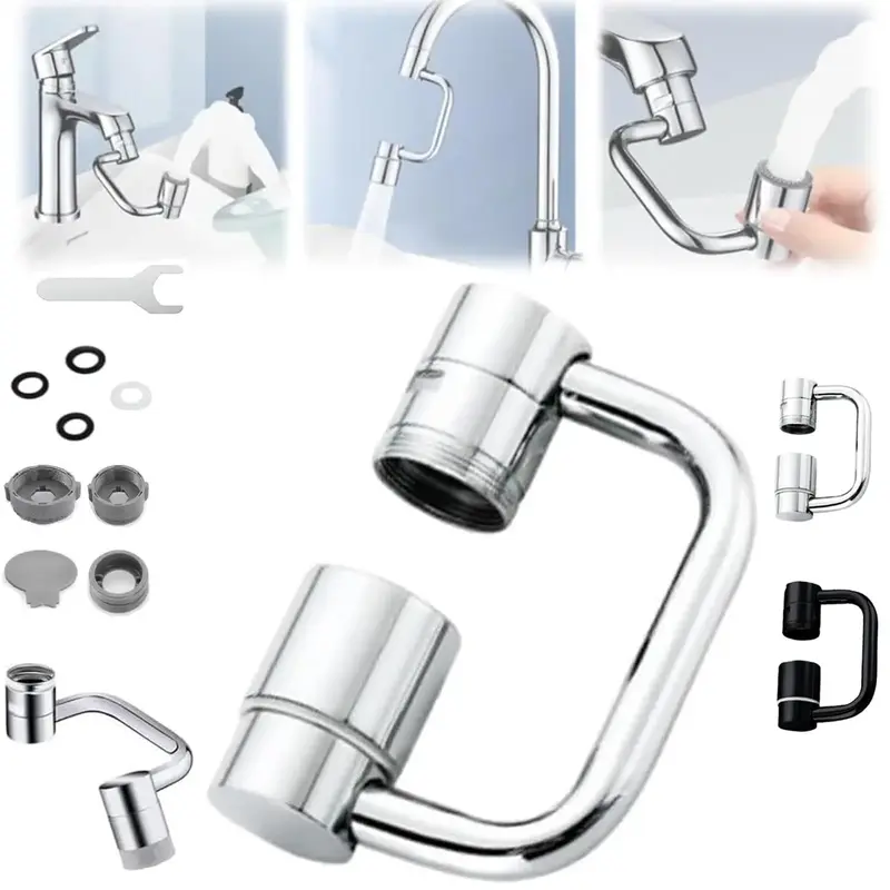 1440° Rotatable Faucet Aerator Extender – All-Angle Control Swivel Sprayer Attachment for Kitchen & Bathroom Sinks | 2-Mod...