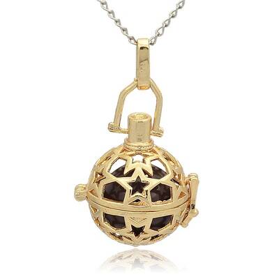 Golden Tone Brass Hollow Round Cage Pendants