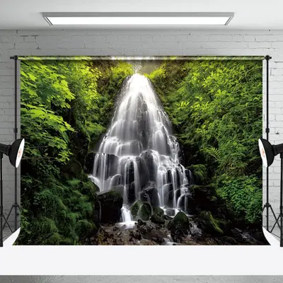 Aperturee Spectacular Waterfall Luxuriant Greenery Backdrop | Best Photography Backdrop | Photo Studio Backdrop | Best Backgr...