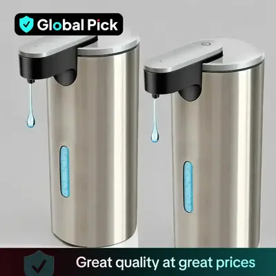 Stainless Steel Automatic Soap Dispenser, 2 Counts Touchless Electric Sensor Hand Free Bathroom Liquid Soap Dispenser with 3 ...