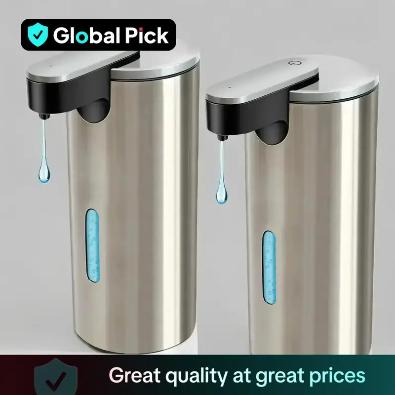 Stainless Steel Automatic Soap Dispenser, 2 Counts Touchless Electric Sensor Hand Free Bathroom Liquid Soap Dispenser with 3 ...