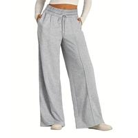 Women's Wide Leg Sweatpants Casual Loose Solid Color Pants Comfy Lounge Joggers Baggy Sweatpants Pockets