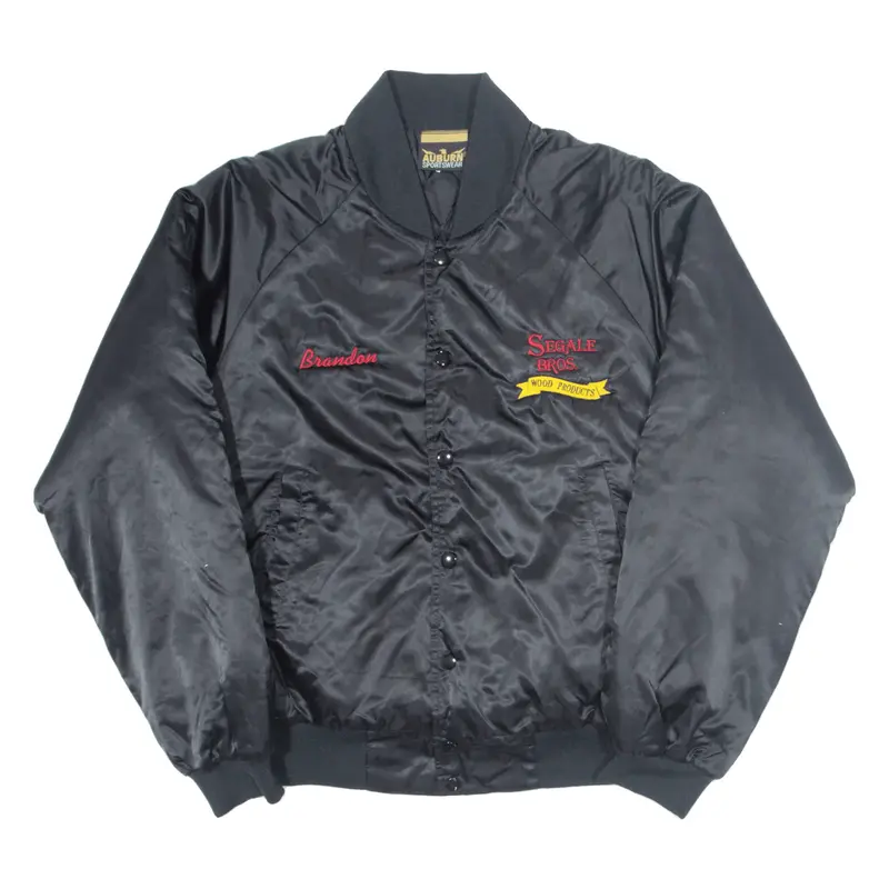 AUBURN SPORTSWEAR Segale Bros Insulated Bomber USA Jacket Black Nylon Mens S