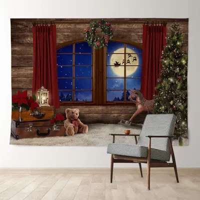 Aperturee Blanket Tree Sled Eve Wooden Christmas Backdrop