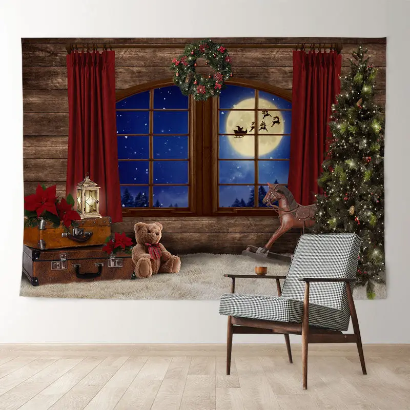 Aperturee Blanket Tree Sled Eve Wooden Christmas Backdrop