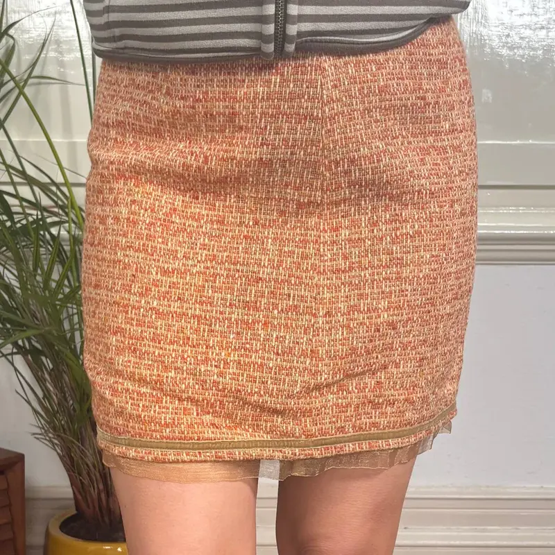 Celyn B Mini Skirt - 29W UK 10 Orange Wool Blend