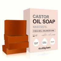 Castor Oil Soap – 4 Pieces, Suitable for Hair, Face & Body – Gently Cleanses, Moisturizes, and Softens Skin – Antibacte...
