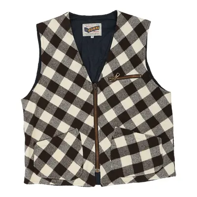 Gas Checked Gilet - XL Brown Cotton Blend