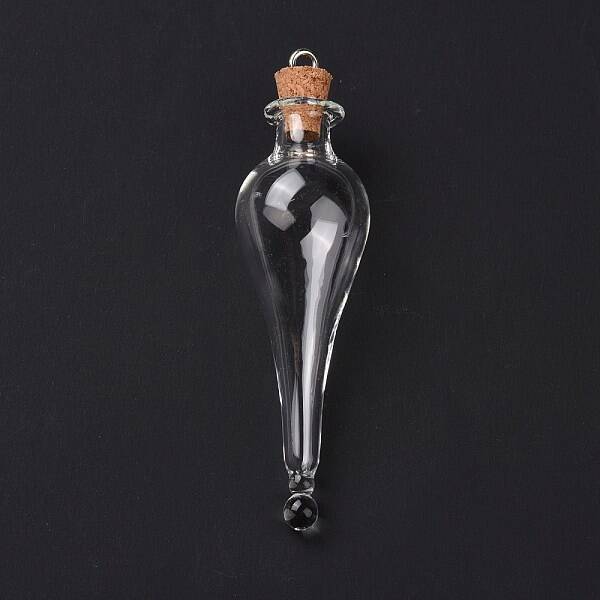 Teardrop Glass Cork Bottle Big Pendants