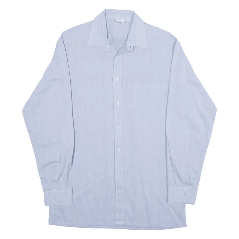 TOP MEN Plain Shirt Blue Long Sleeve Mens S