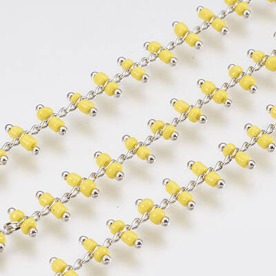 3.28 Feet Handmade Brass Beaded Curb Chains