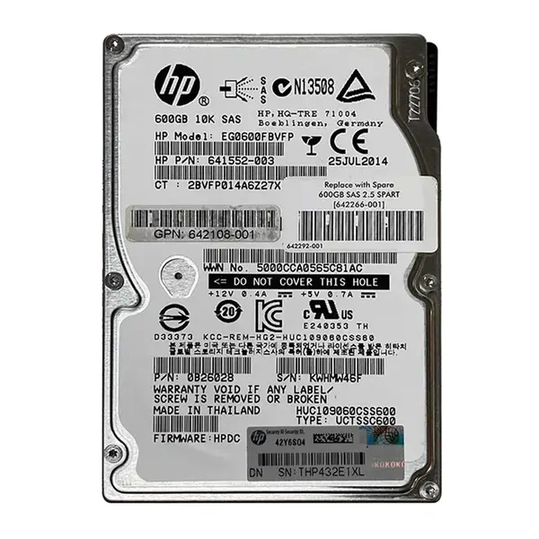 641552-003 HP 600GB 6Gb/s SAS 10000 2.5-inch Hard Drive