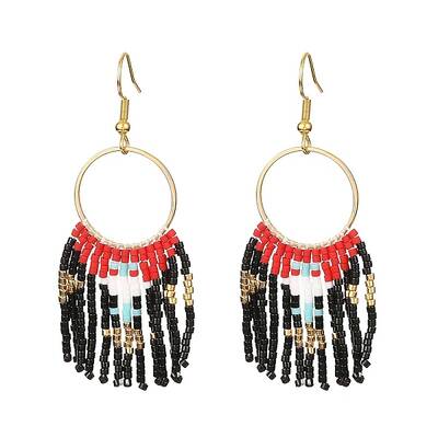 Glass Seed Braided Chandelier Earrings