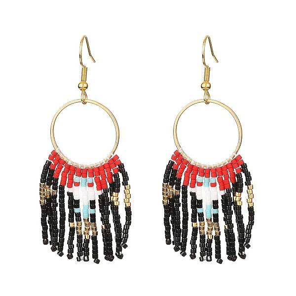 Glass Seed Braided Chandelier Earrings