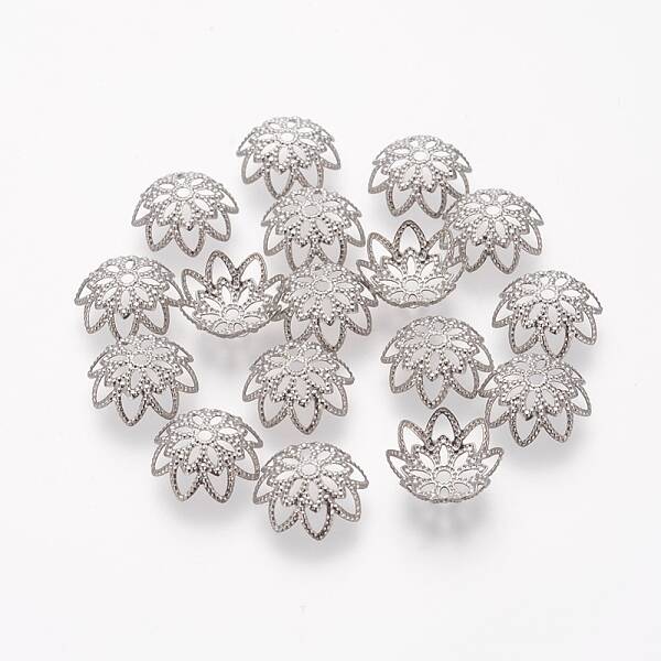 Non-Tarnish Multi-Petal 304 Stainless Steel Flower Bead Caps