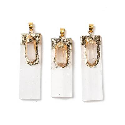 Natural Quartz Crystal & Selenite Big Pendants