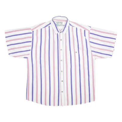 PUT IT ON Mens Shirt White 90s Striped L
