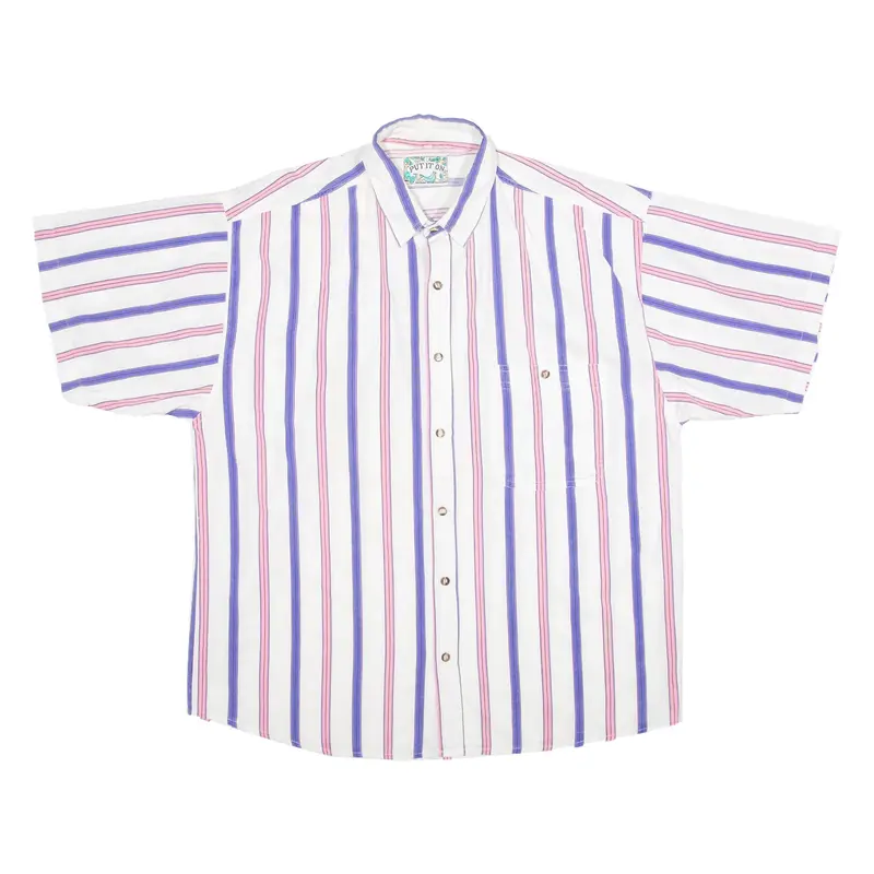 PUT IT ON Mens Shirt White 90s Striped L
