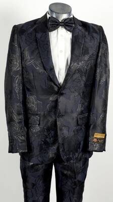 Paisley Suit - Paisley Tuxedo - Floral Suit - Flower Suit - Black