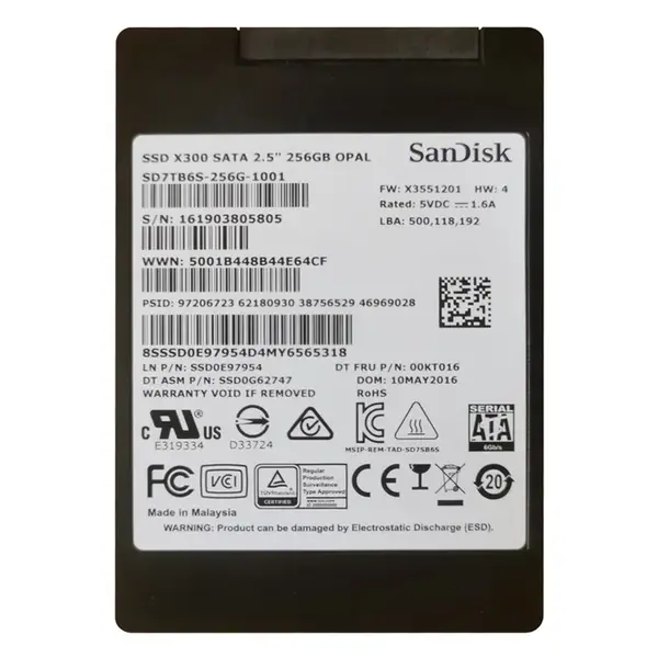 SSD0E97954 Lenovo 256GB SATA 6GB/s 2.5-Inch Internal Solid State Drive