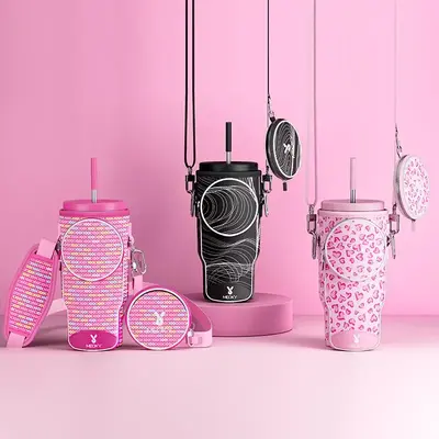 【Meoky 】Water Bottle Carrier Bag with Phone Pocket for 40 oz Tumbler with Handle, Neoprene Water Bottle Holder Pouch with...