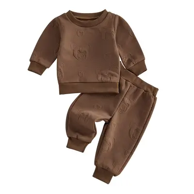 Toddler Baby Girl Boy Fall WInter Clothes Outfits 3D Bear Print Sweatshirt Tops+Bear Pring Pants Sweatpants Tracksuit Set