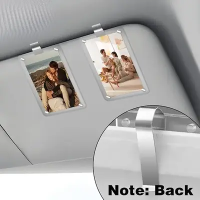 2 PCS Vertical Car Sunshade Photo Frame Clip - Acrylic Snap Clip Universal Fit for Cars, Holds 6*9 Photos, Random Color - DIY...