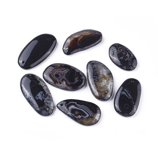 Natural Black Agate Pendants
