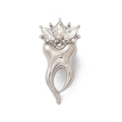 Crystal Rhinestones Tooth Lapel Pin