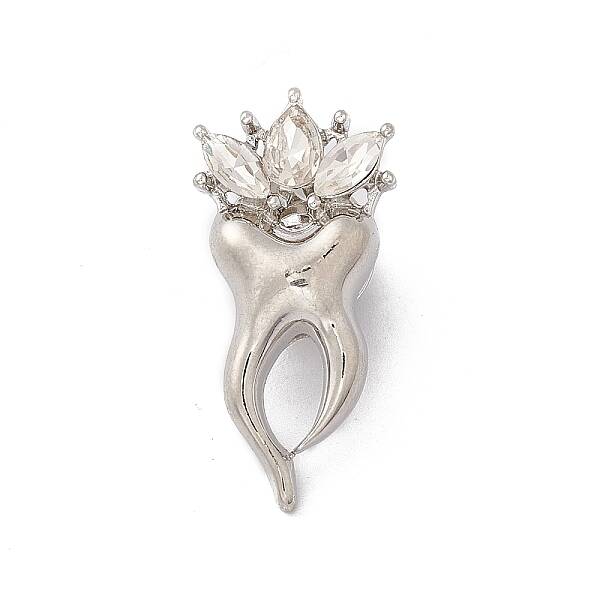 Crystal Rhinestones Tooth Lapel Pin