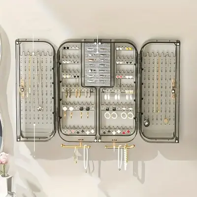 Wall Mounted Jewelry Organizer Storage Rack, 1 Count Clear Jewelry Display Rack, Jewelry Organizer, Home Organizer for Bedroo...