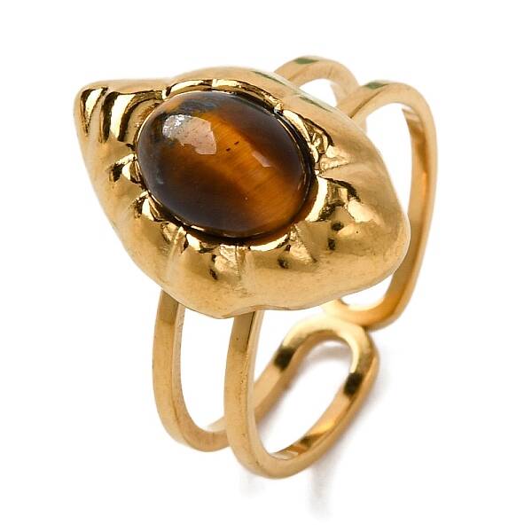 Oval Natural Tiger Eye Finger Rings