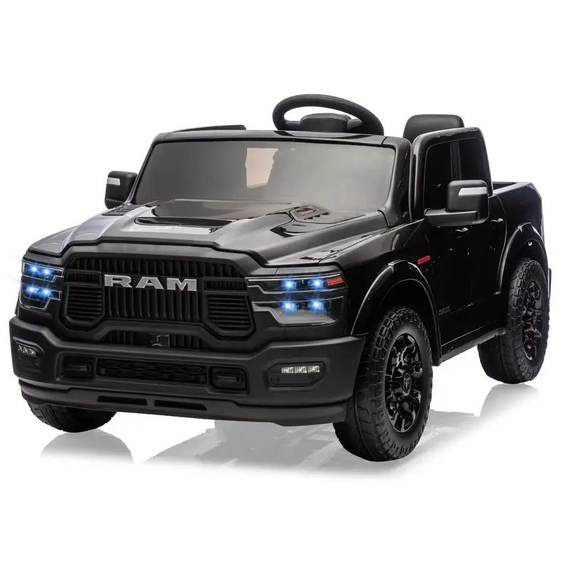 Garvee 2-Seater Electric Ride-On Truck for Kids, 24V RAM 2500 Licensed, Bluetooth, Remote Control, Suspension, LED Lights, Bl...