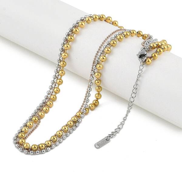 Stainless Steel Ball Chain Multi Layered Necklaces for Women